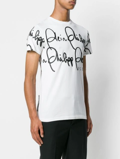 Shop Philipp Plein Logo Embroidered T-shirt - White