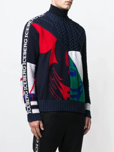 Shop Iceberg Contrasting Panels Jumper In Blue