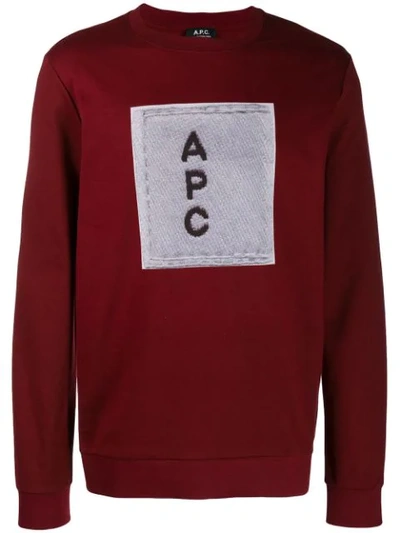Shop Apc Logo Print Sweatshirt In Red