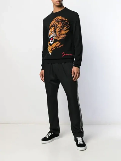 Shop Givenchy Lion Knit Jumper In Black