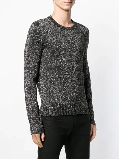 Shop Saint Laurent Metallic Crew Neck Sweater In Black