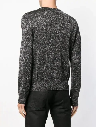 Shop Saint Laurent Metallic Crew Neck Sweater In Black