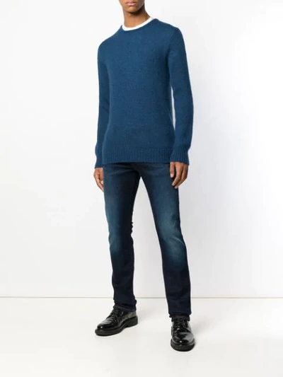 Shop Al Duca D'aosta Fine Knit Fitted Sweater In Blue