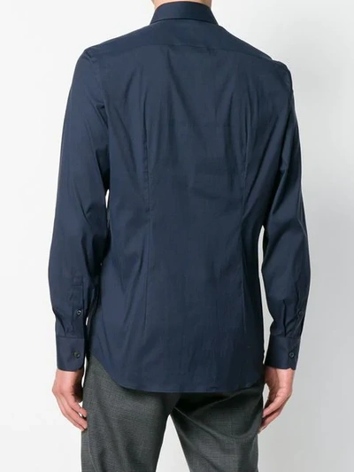 Shop Prada Button-up Long-sleeve Shirt In Blue