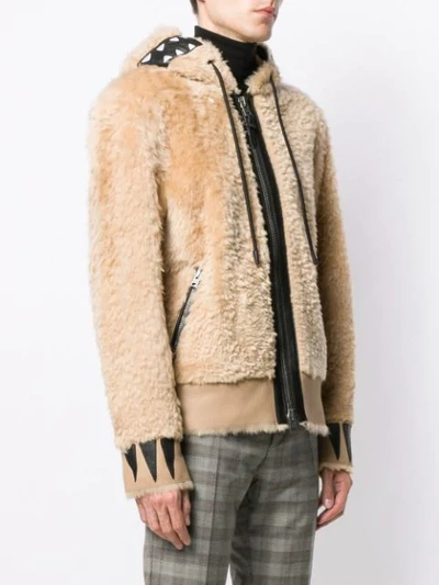 Shop Coach Shearling Hoodie In Nys Beige