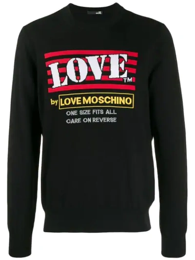 Shop Love Moschino Logo Print Jumper In C74 Black