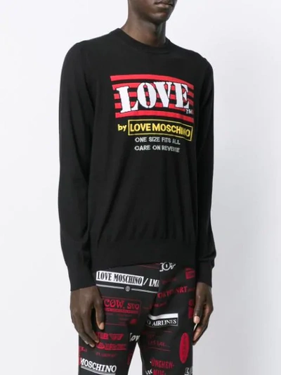 Shop Love Moschino Logo Print Jumper In C74 Black