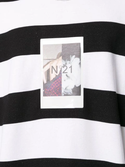 Shop N°21 Photo Print Striped Sweatshirt In Black