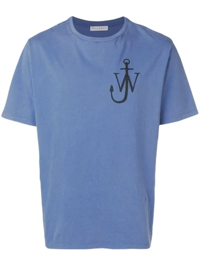 Shop Jw Anderson Logo-print Crew Neck T-shirt In Blue