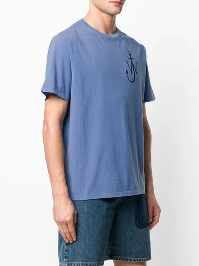 Shop Jw Anderson Logo-print Crew Neck T-shirt In Blue