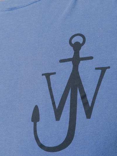 Shop Jw Anderson Logo-print Crew Neck T-shirt In Blue