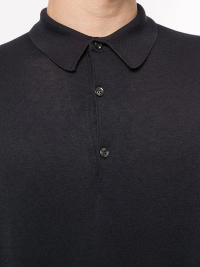 Shop John Smedley Long-sleeve Polo Shirt In Black