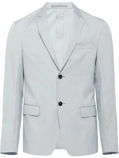 Shop Prada Single-breasted Blazer Jacket In Grey