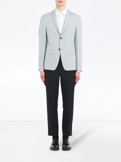 Shop Prada Single-breasted Blazer Jacket In Grey