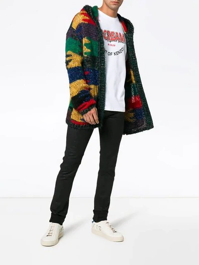 Shop Saint Laurent Colour-block Hooded Cardigan In 4051 Multicolore