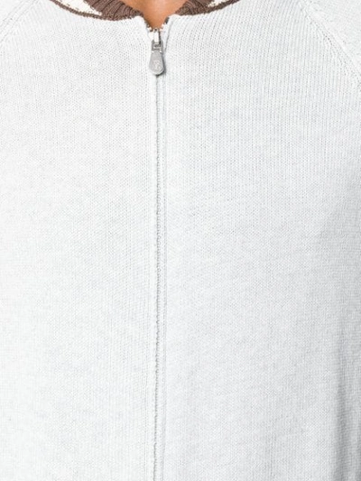Shop Brunello Cucinelli Striped Hem Cardigan In Grey