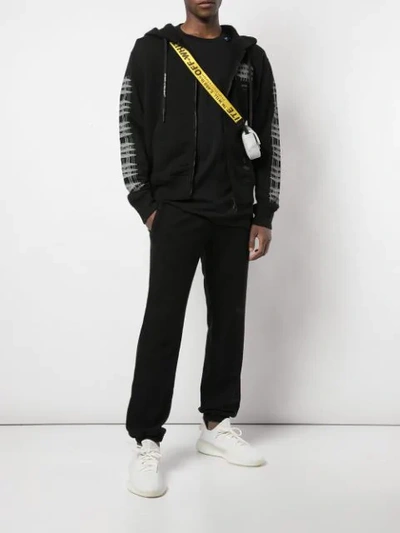 Shop Off-white Scaffold Print Zipped Hoodie In Black ,grey