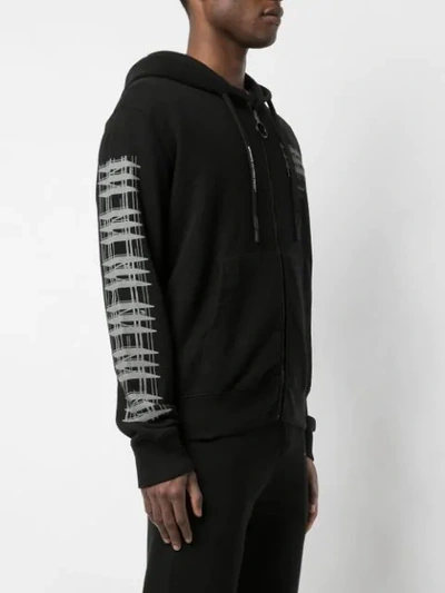 Shop Off-white Scaffold Print Zipped Hoodie In Black ,grey