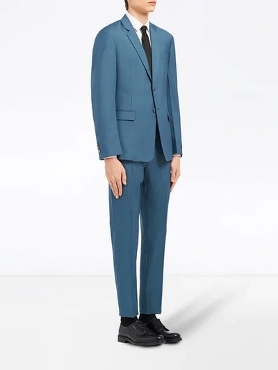 Shop Prada Wool And Mohair Single-breasted Suit In Blue