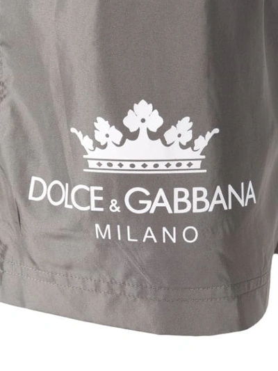 Shop Dolce & Gabbana Logo Print Swimming Shorts In Grey