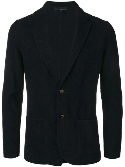 Shop Lardini Navy Cotton Blazer In Blue