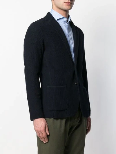 Shop Lardini Navy Cotton Blazer In Blue