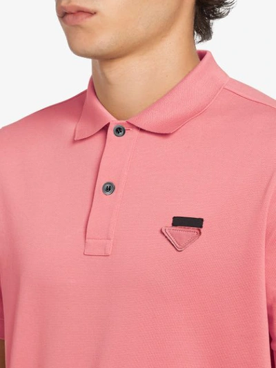 Shop Prada Piqué Polo Shirt In Pink