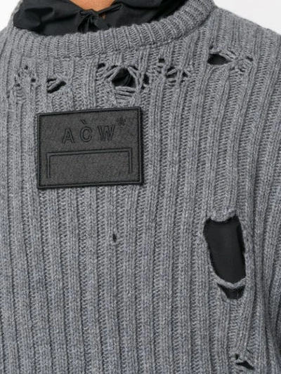 Shop A-cold-wall* Logo Patch Distressed Sweater In Grey
