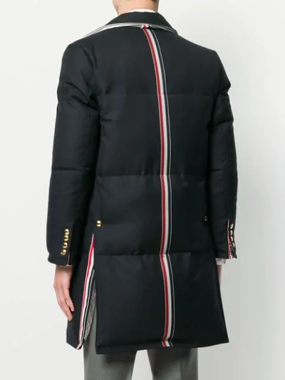 Shop Thom Browne Center-back Engineered Stripe Down-filled Classic Chesterfield Overcoat - Blue
