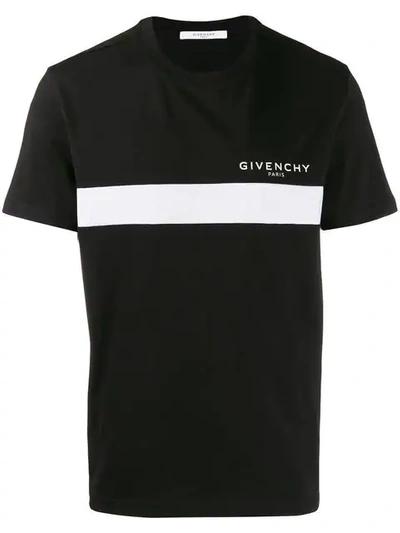 Shop Givenchy Stripe And Logo T-shirt In Black