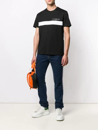 Shop Givenchy Stripe And Logo T-shirt In Black