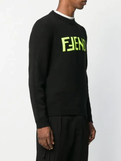 Shop Fendi Ff Logo Embroidered Jumper In Black