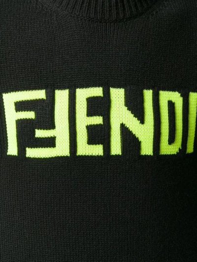 FENDI CASHMERE LOGO EMBROIDERED JUMPER - 黑色