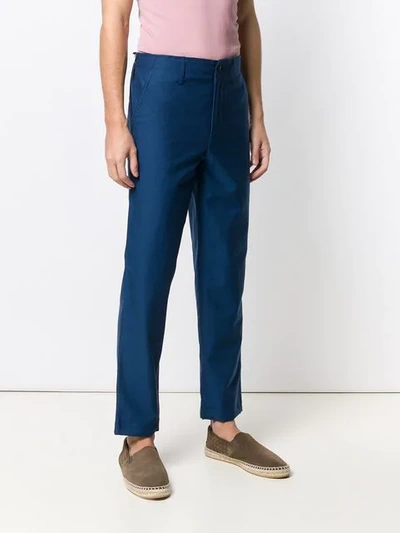 Shop Etro Elasticated Chino Trousers In Blue