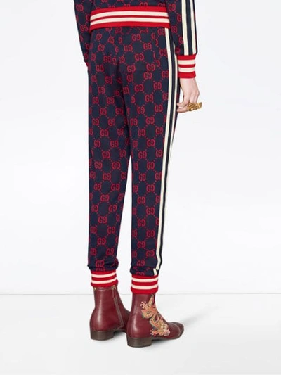 Shop Gucci Gg Jacquard Jogging Pants In Blue