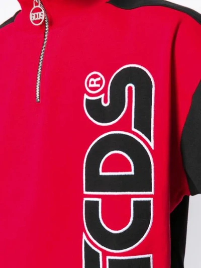 Shop Gcds Logo Zipped Up Sweatshirt In Red