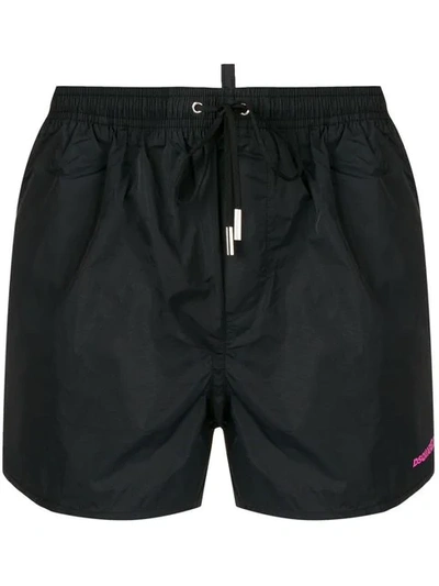 Shop Dsquared2 Icon Print Swim Shorts In 243 Black