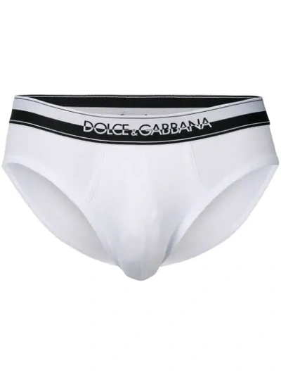 Shop Dolce & Gabbana Logo Band Briefs In White