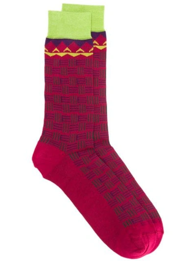 Shop Etro Intarsia Socks In Red