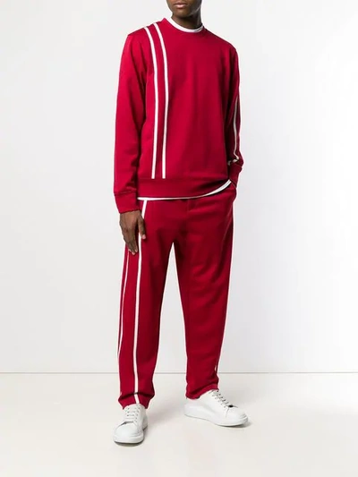 Shop Helmut Lang Stripe Track Pants In Red