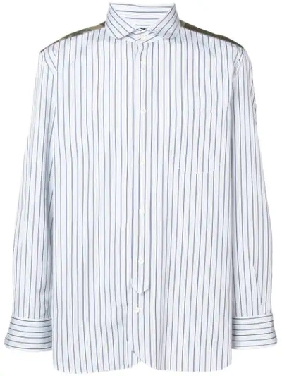 Shop Junya Watanabe Camouflage Panelled Stripe Shirt In 1