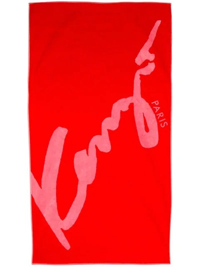 Shop Kenzo Signature Beach Towel In Red