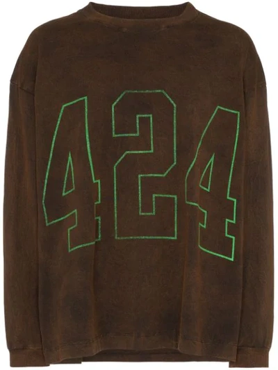 Shop 424 Logo Printed Sweatshirt In Brown