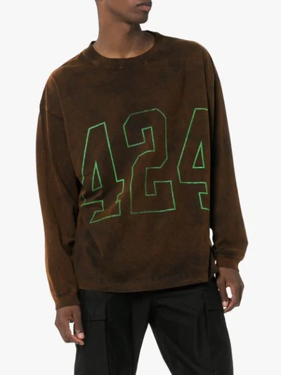 Shop 424 Logo Printed Sweatshirt In Brown