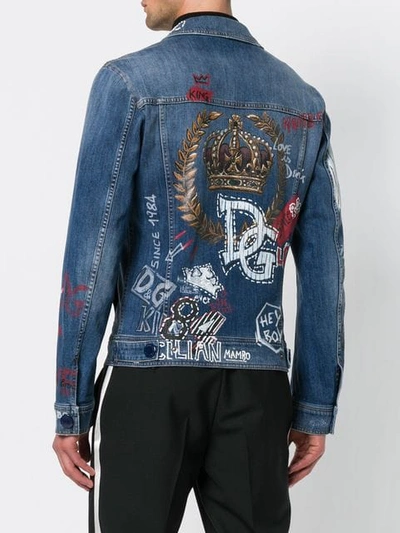 Shop Dolce & Gabbana Printed Denim Jacket In S9001 Variante Abbinata