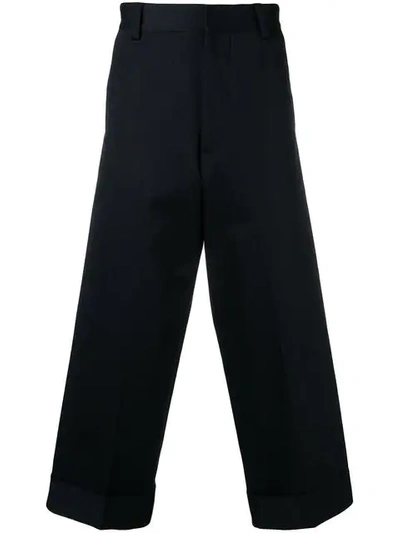 Shop Alexander Mcqueen Wide Leg Chinos In Blue