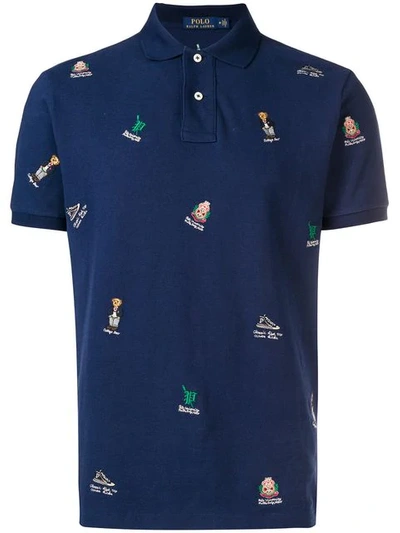 Shop Polo Ralph Lauren Embroidered Polo Shirt In Blue