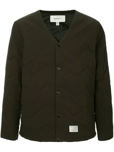 Shop Makavelic Quilted V-neck Jacket In Black