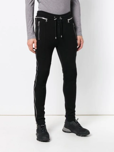 Shop Balmain Skinny Sweatpants - Black