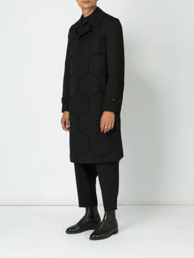 Shop Comme Des Garçons Homme Deux Comme Des Garçons Homme Plus Geometric Panels Midi Coat - Black